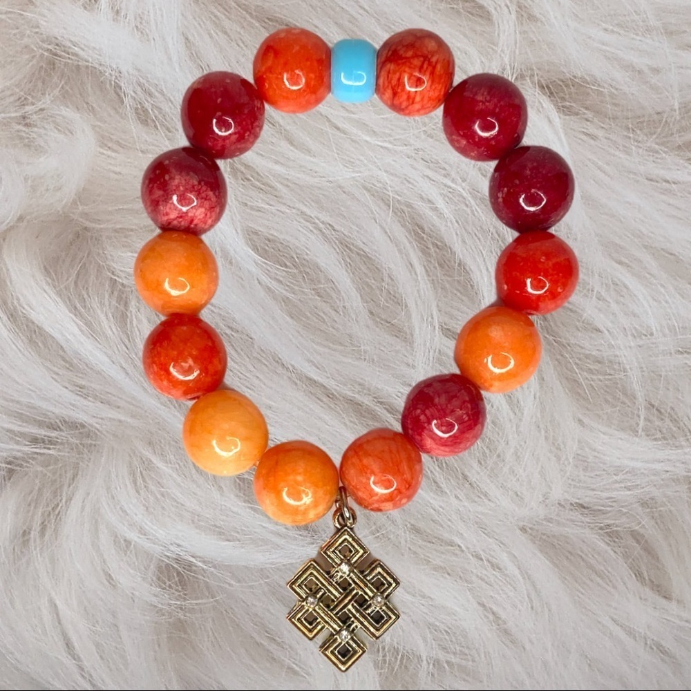 Chunky Dyed Red Coral Stretch‎ Bracelet Charm